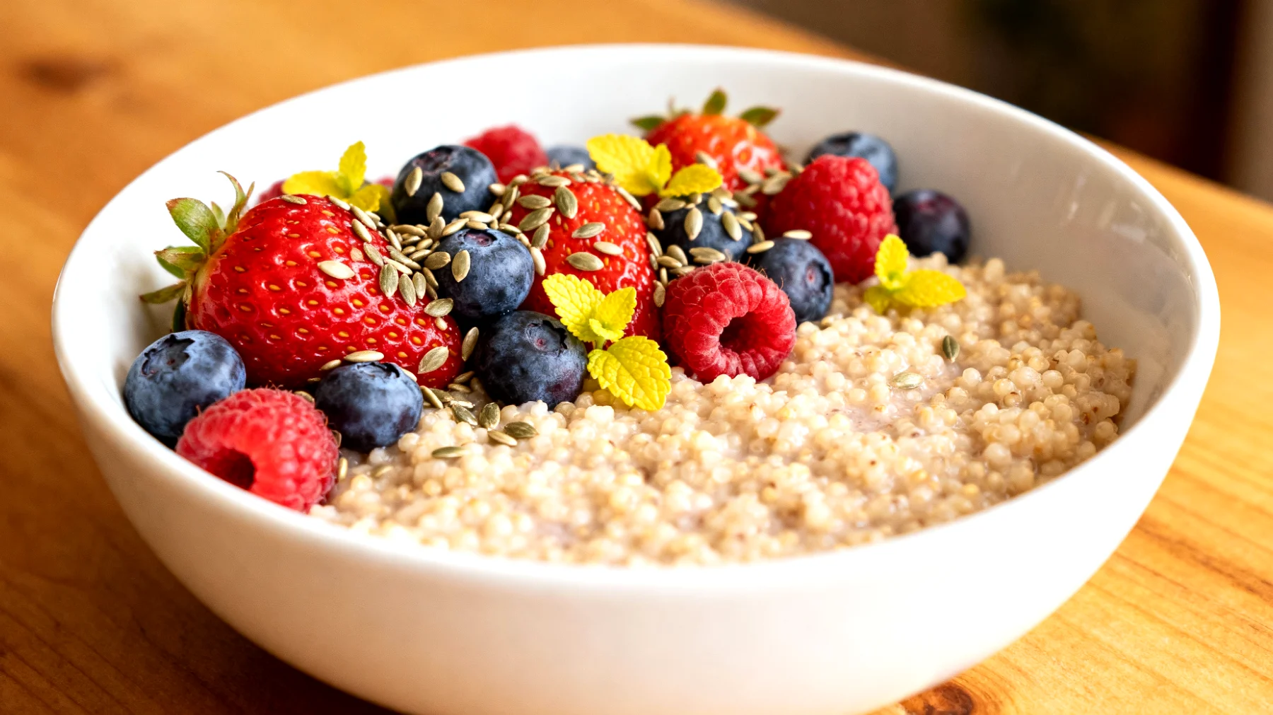 Amaranth-Beeren-Bowl mit Hanfsamen und Zitronenmyrrhe"
