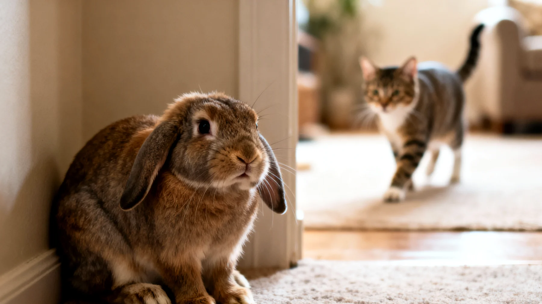 Kaninchen zeigen oft Aggression oder Stress beim Zusammenleben mit anderen Tieren, insbesondere wenn diese als Bedrohung wahrgenommen werden oder unterschiedliche Kommunikationsformen haben"