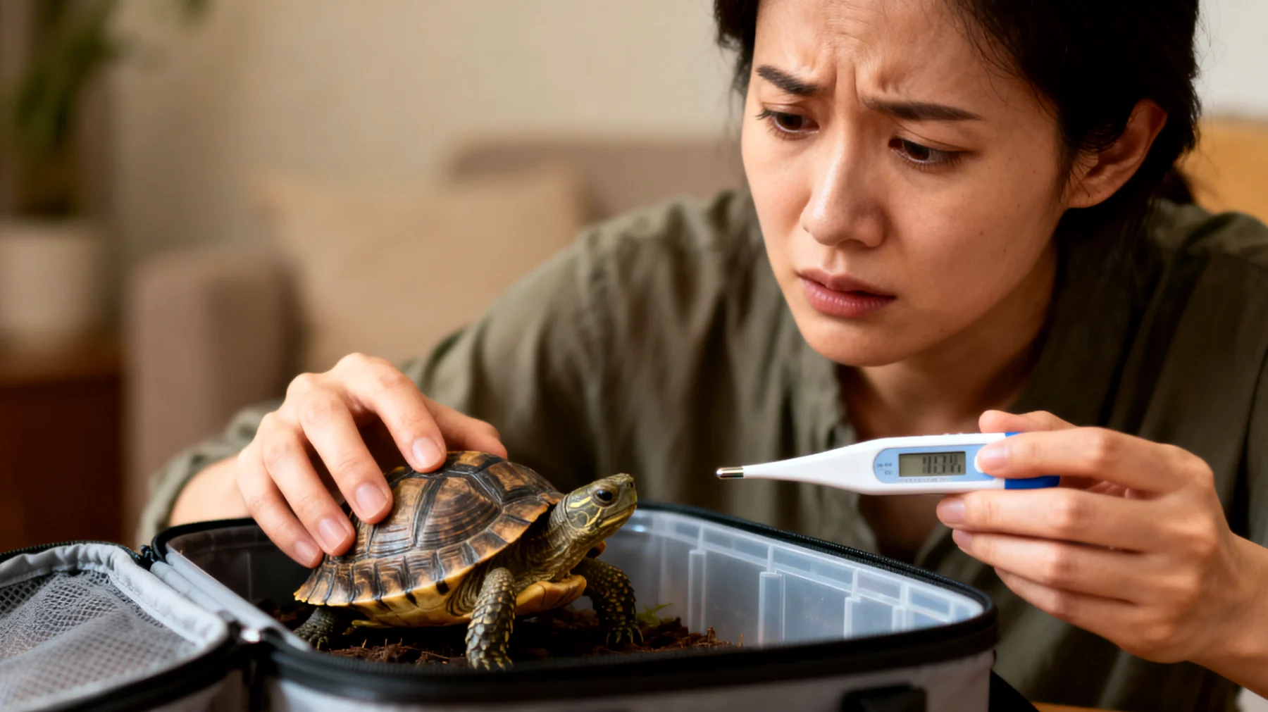 Schildkrötenbesitzer haben Schwierigkeiten, geeignete Pflegeprodukte und Zubehör für den sicheren Transport ihrer Schildkröte während der Reise zu finden, insbesondere zur Aufrechterhaltung der richtigen Temperatur und Feuchtigkeit unterwegs"